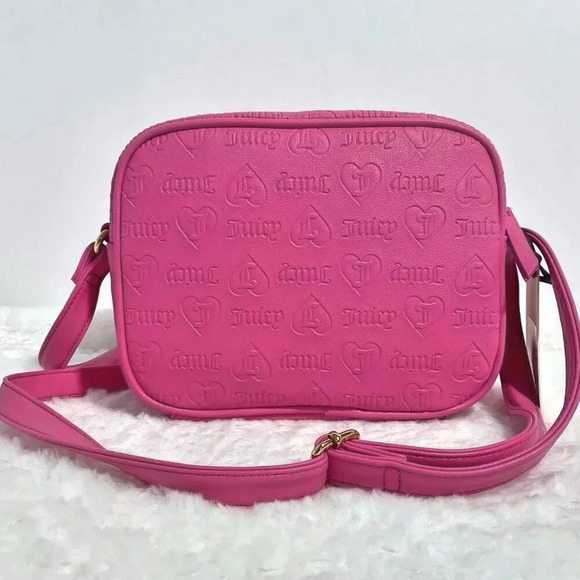 Juicy Couture Bestseller Chain Up Camera Crossbody Pink Purse Emboss Bag NWT - Picture 8 of 10